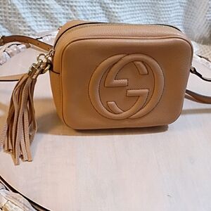 Gucci Beige Leather Crossbody Bag with Tassel